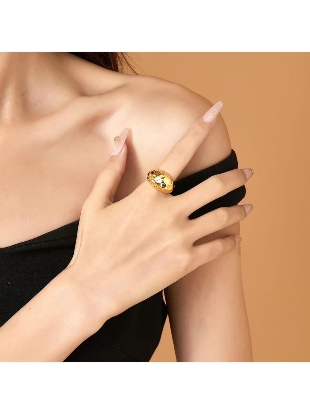Uneven Gold Chunky Statement Ring - Picture 7 of 7